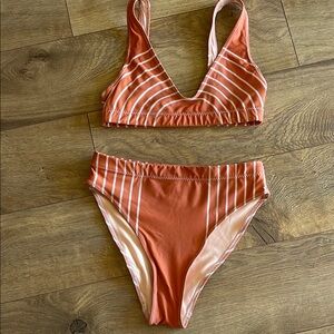 Striped Orange Bikini Set